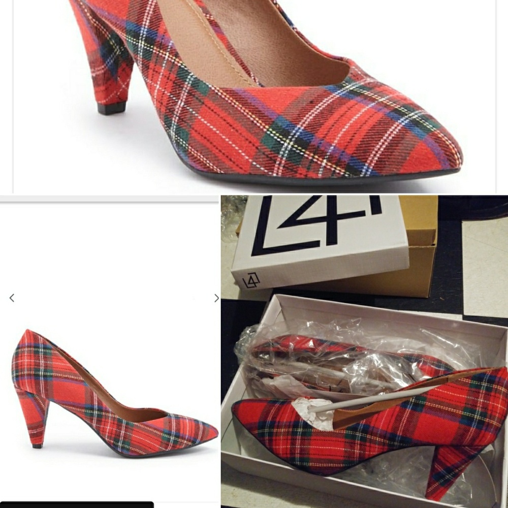 L4l plaid red heels